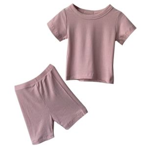PEEKABOO RIBBED SOFT STRETCHY PAJAMA SET TOP SHORT SLEEVE SHORTS